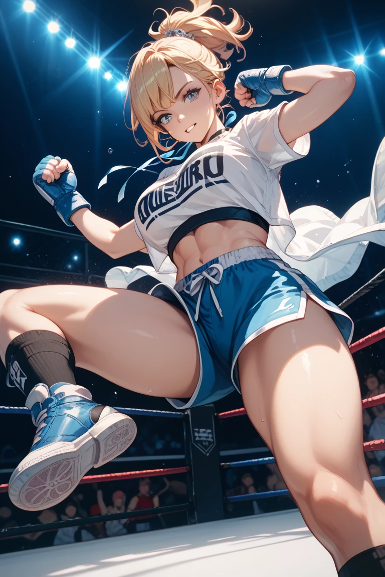 anime style, Ellen Baker, beautiful, green eyes, blonde hair, sportswear, Flexion and extension exercises, soft exercise, Jersey, Beautiful leg lines, playground (masterpiece:1.2), (lively:1.2), very detailed, perfect art, physical education class, Refreshing sweat,