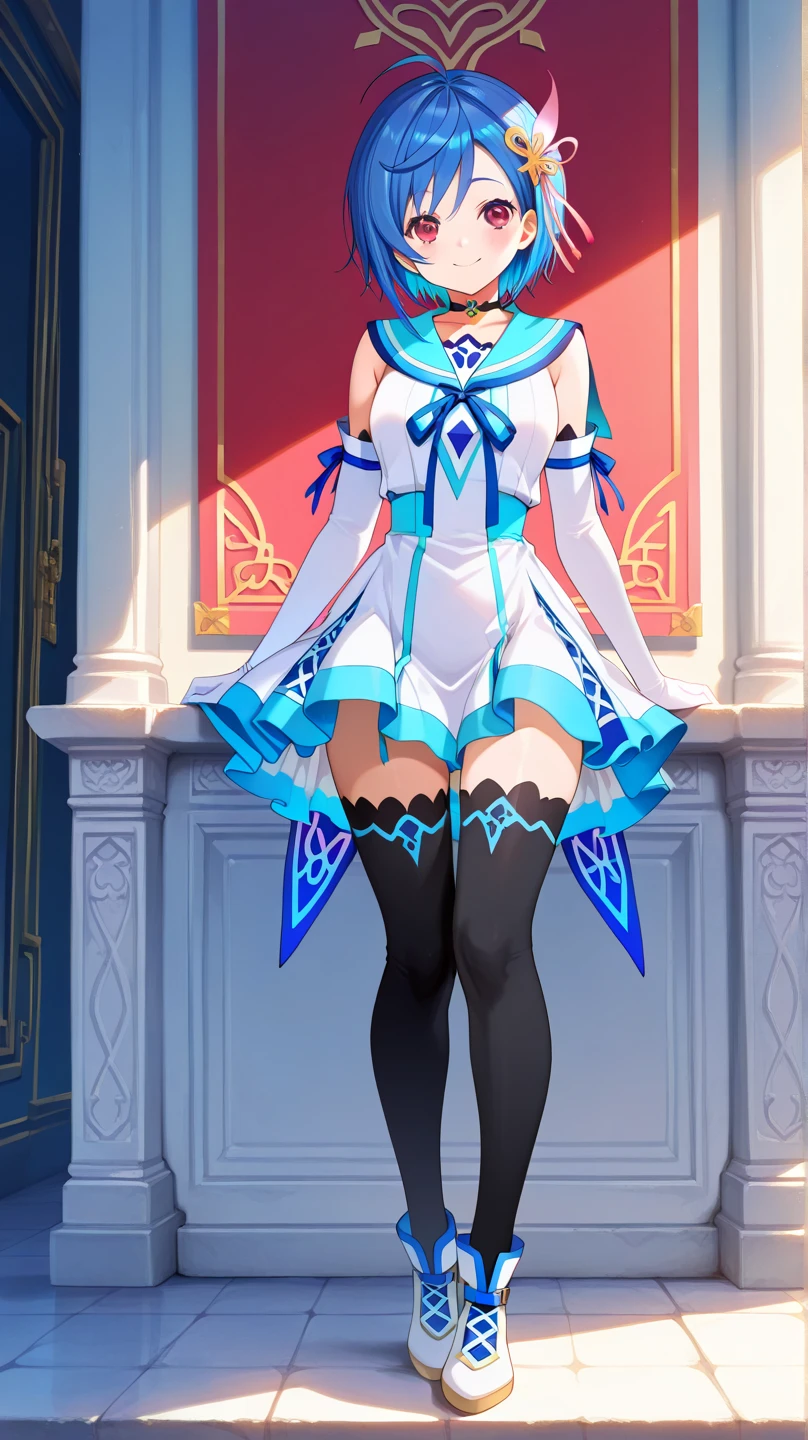 (masterpiece), best quality, expressive eyes, perfect face,1girl,chongyun,genshin impact,winter forest,cowboy shot,big breasts,24-year old girl,navel,dynamic angle,long boots,skirt,(magical girl),(cute clothes:1.2),wings,snow