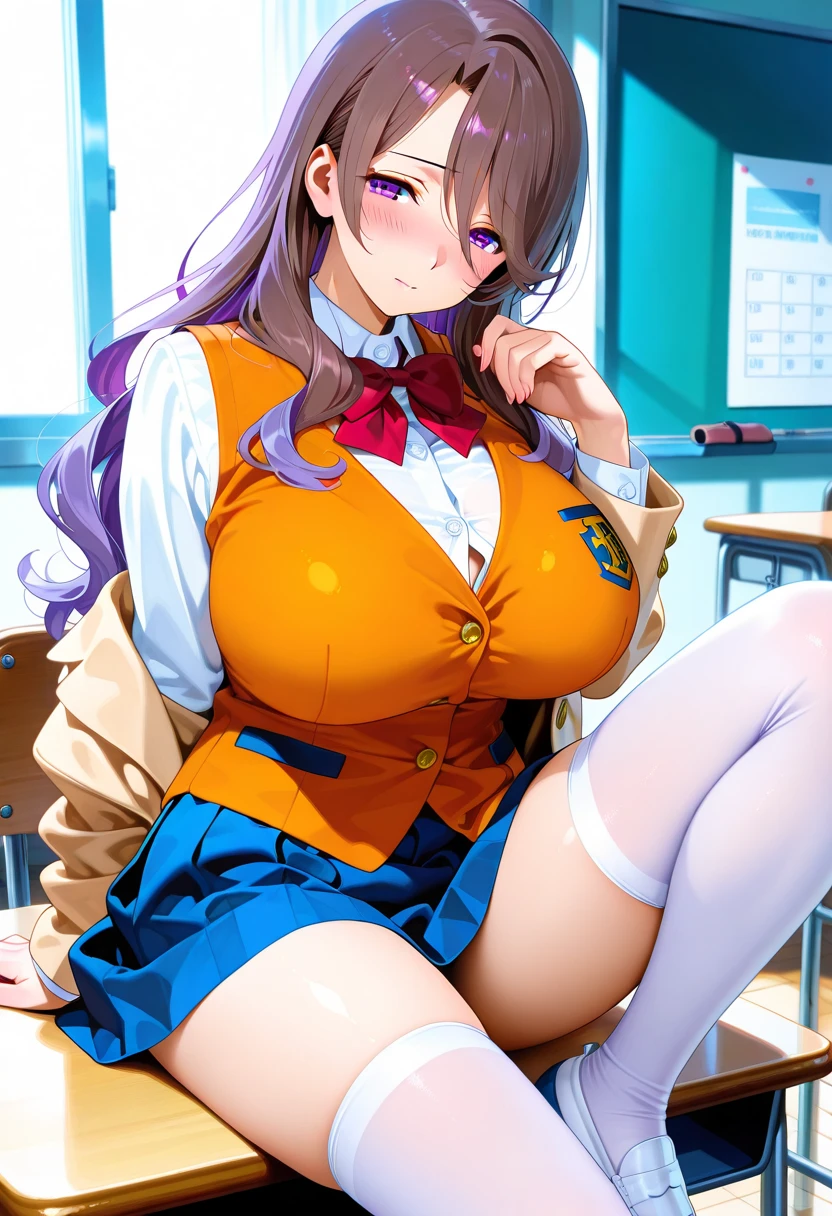 Anime image of two women wearing ties, TİTS, Realistic high school girl, Naughty anime style, hyperRealistic high school girl, Enchanting anime girl, surreal , beautiful anime high high school girl, Big Breasts!!, have large breasts, Naughty, Big Breasts!, Naughty style, high school girl