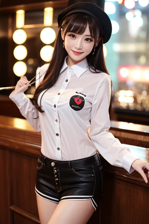 girl with、Golden mesh on black hair.、poker、Casino distributors、Dark casino、8k、dramatic cinema lighting、Holding two playing cards、White collared shirt、、a thin、18 years、Cold、Cold、castor、Put your hands on your hips、Go to this,Sit at a dark casino table、united_dicephalus, (Two heads:1.3)