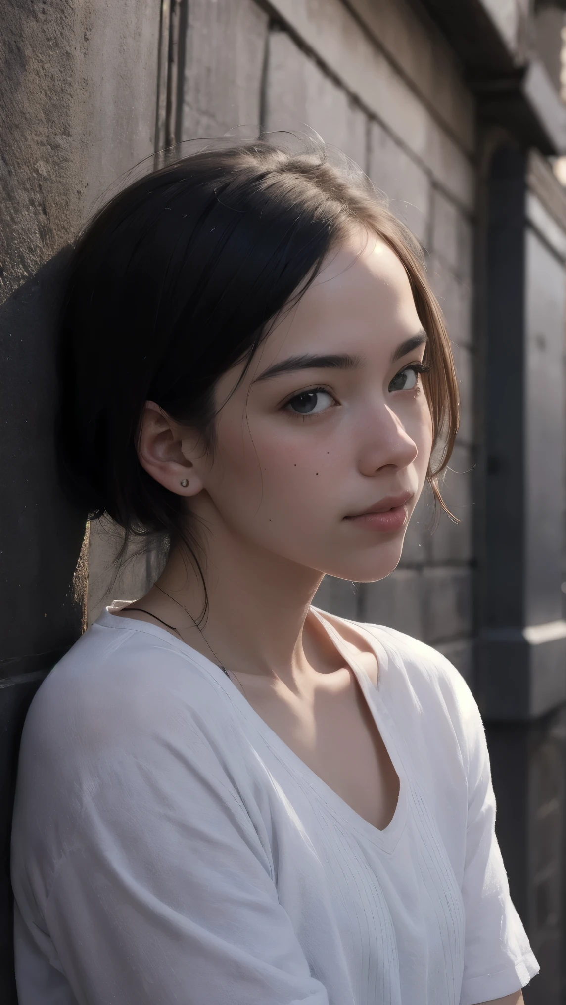 Portrait, Photographed with a Leica, Shadow Play, Great Lighting, subtle pastel colors, Outdoors