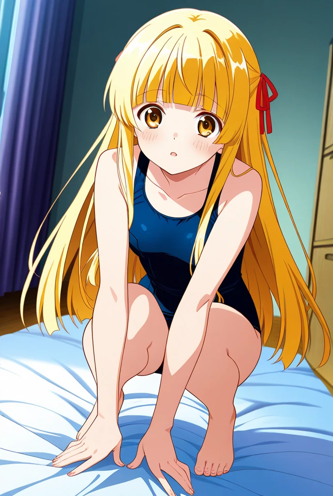 ,masterpiece,anime cg,(((Soryu Asuka Langley))),super detailed skin ,Clothing,yellow simple dress ,striped panties,upskirt 