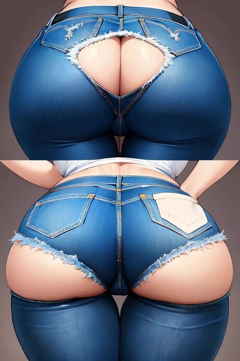Woman with perky bottom, wearing very short blue shorts, thick legs, very short blue shorts, short dark blue shorts, short shorts, perky butt, toned legs, photo taken from behind. Best quality, high resolution. Realistic, detailed woman in blue shorts, toned legs, beautiful woman, sexy pose, 8K, NFSW. Masterpiece, best quality, (best quality). Best Quality, High Resolution, Masterpiece: 1.3, High Resolution, (Photographically Realistic), 8K, NUDITY, NFSW.