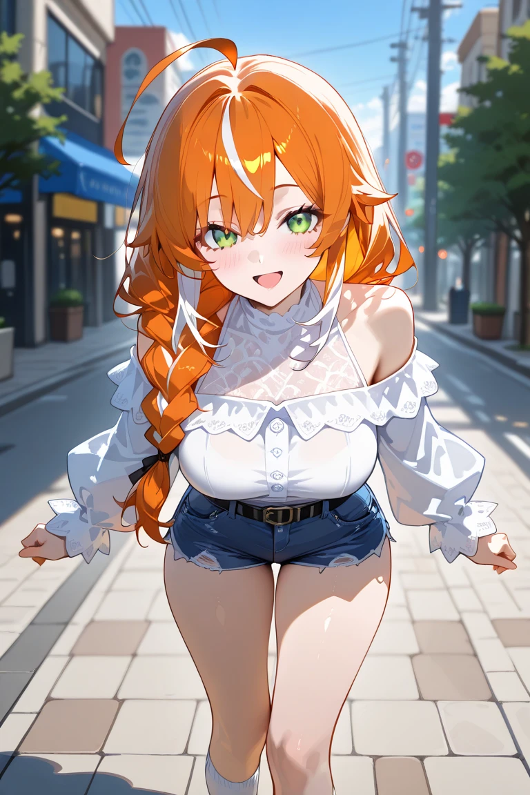 multicolored hair, Gradient Hair, carrot hair ornament, Mole under the eyes, Amber eyes, high detailing, Verism, Hyper-Realism, Contemporary art, Cinematic lighting, spark of light, Wide Shot, F/1.2, Best Quality, awardwinning, 8K, Super Detail, nffsw、((huge udder、Constricted waist))