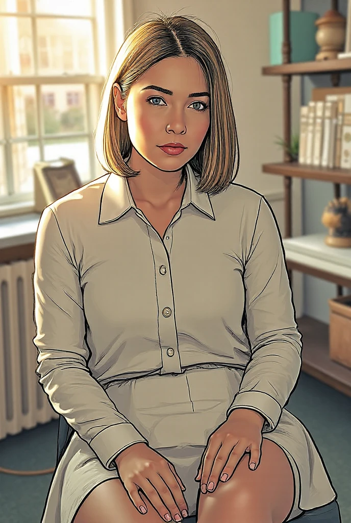 watercolor \(medium\), traditional media,
indoors at a office,
an attractive blonde office girl,standing at a window,
looking at viewer, upper body,long hair,
large breasts, white shirt, formal short skirt,looking at viewer,
city skyline at night outside the window, skyscraper,(night:1.3), nighttime metropolis,
<lora:MiroslavZgabaj#photon_v1#mizgstyle#v1.00#-000016:1>
