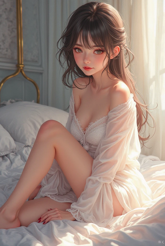 (64k uhd、Raw photography、top-quality、masterpiecel1.4)、(realisitic、Photorealsitic:1.37)、Nipple、The areol、Underhair、Black armpit hair、Dark pubic hair、Crotch open pose、Photo of Japan girl in black((loose))、 natural(midium breasts:1.35)、(micro:1.4)、looking at away、(Japan idol)、((lying on one's side on bed))、lying on one's side、dishevled hair、Medium Hair、(Pink blush)、(illuminating)、[[Open legs、Spread your legs apart]]、(独奏)、dynamicposes、((erectile nipple))、(female pubic-hair)、(Puffy eyes:1.3)、 (Slim legs)、erotick、nffsw、Highly detailed ambient occlusion、Natural and harmonious composition、fine-art photography、