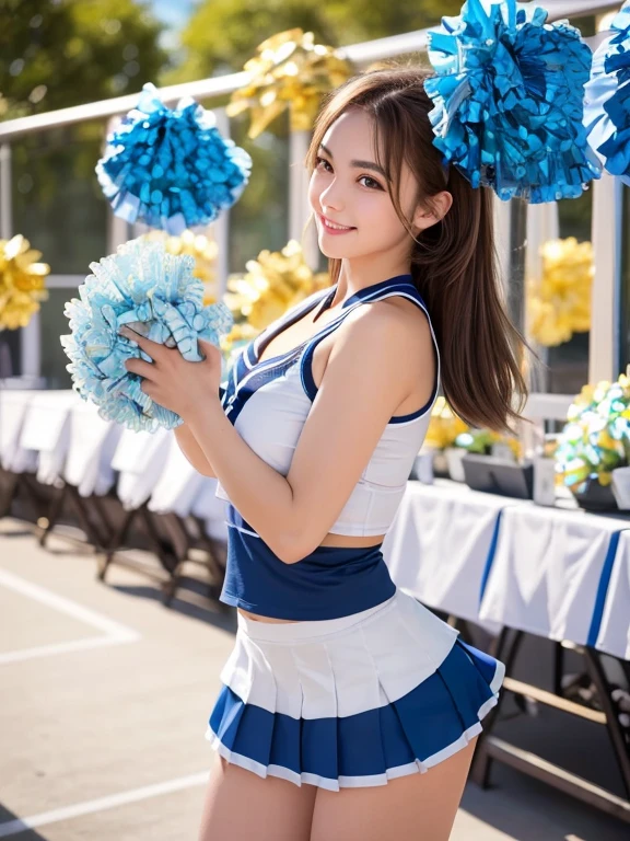 Female cheerleader wearing cheerleader costume, cheer dance, Second time'Tzuyu, Young and cute gravure idol, sleeveless tops, pleated mini skirt, cheerleader costume, Cheering uniform, cowboy shot, medium long,Refreshing young Japanese woman, cute idol sculpture, 🚿🗝📝, young gravure idol, Young slender gravure idol, smile, nffsw, table top, award-winning, 8k, highest quality, smile refreshingly, Haruka Ayase, Assist々Kiki, Kana Hashimoto, Mai Shiraishi, Nishino Nanase, Mei Watanabe, Yuki Yoda, Assist々xylophone, Aoi Miyazaki, Yuko Takeuchi, Yuki Uchida, Suzu Hirose, Aya Ueto, award-winning, nffsw, table top, smooth white tight clothing suit, japanese model, Realistic young gravure idol, anatomically correct, In 8K