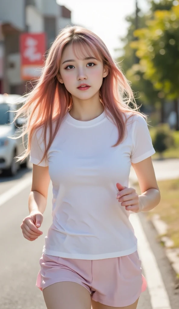 masterpiece, best quality, (((masterpiece))), (((Highest level))), ((super等)), (illustration), ((Extremely refined)), Dynamic Angle, (Beautiful and delicate eyes), (Detail Light), (1 girl), (:1.2), (Long hair),( Black Hair), Dark brown shiny eyes, Very large ，nature, super， A faint smile, Complete ???????, Highly detailed beautiful face,(Wear cycling clothes:1.2),,(Charming pose:1.2),(On a country road,helmet， Very huge ，Pink Hair
