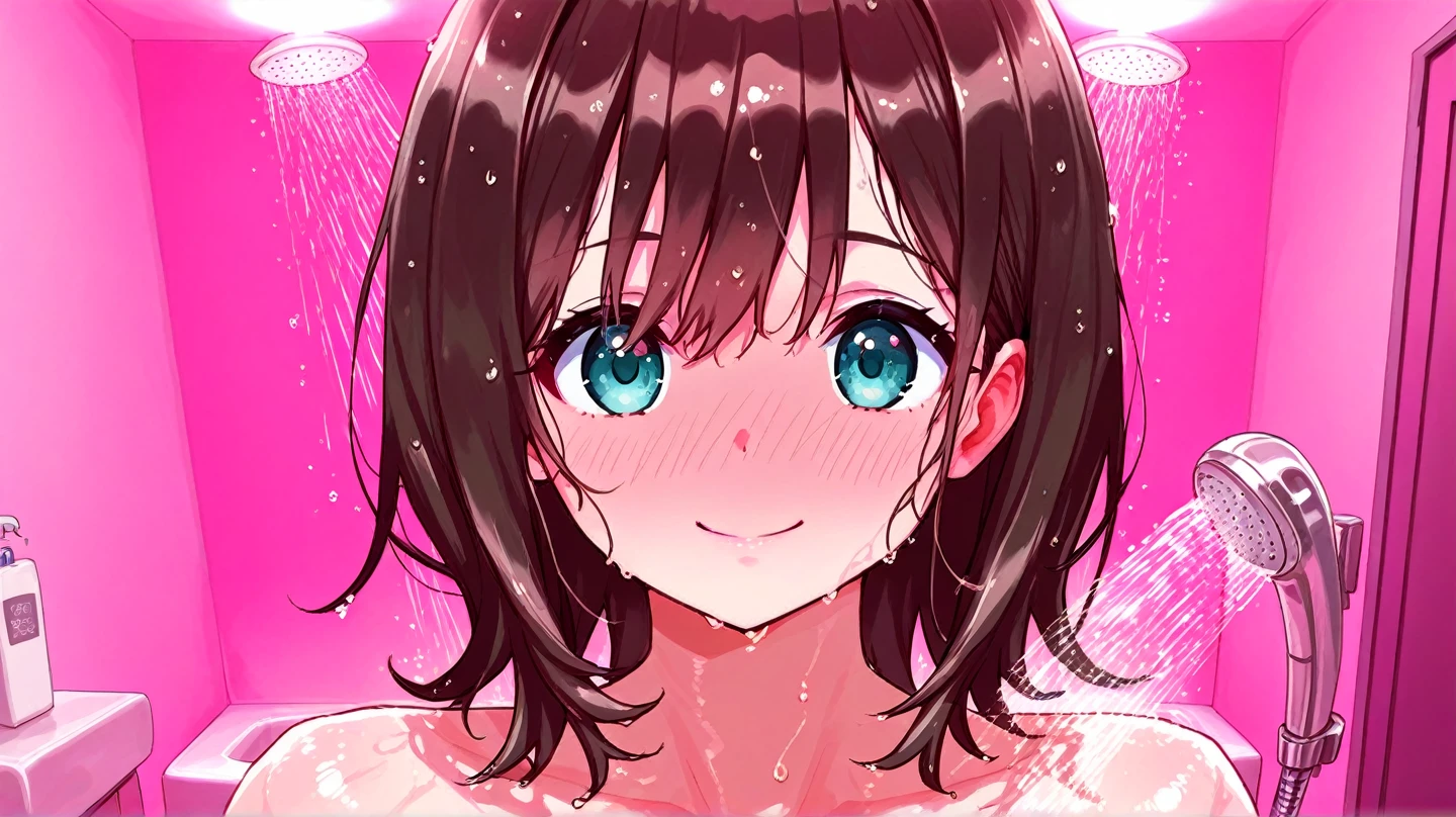 8 year old Japanese girl naked,bathroom,shower,Bubble,Close-up heart eyes uplifted face'Eyes wearing silver-white mirrored lens sunglasses、I looked at the world reflected in the lenses of my sunglasses..(Side Pony,Colorful Hair),