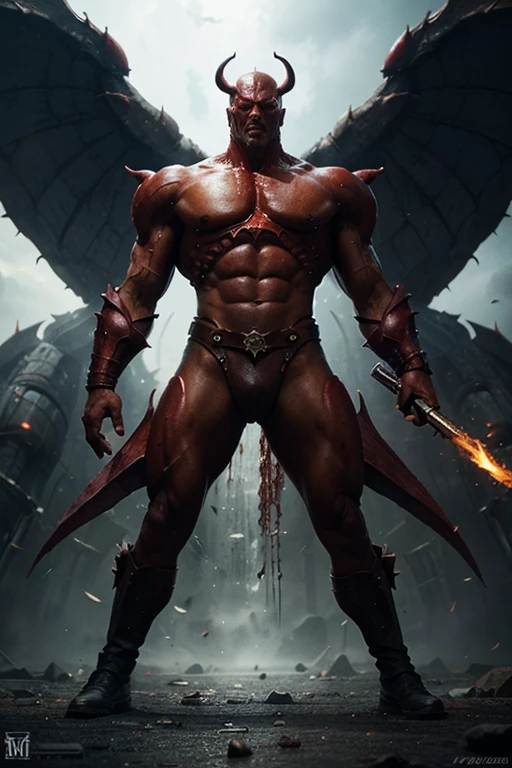 image full body of THE DEVIL. walking from the right to the left, seen from the left side. only view from profile. Foto realistic