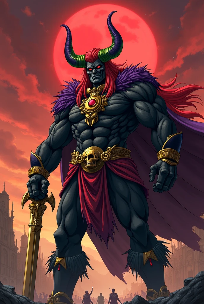 (masterpiece, best_quality, ultra-detailed, immaculate:1.3), epic, illustration, rough digital painting, (full body:1.2), 1boy, man, solo, [:epic costume design,:0.2] warrior, , (dark skin:1.3), bombshell light red-orange hair, Spiral Curls,hair bobbles, (muscular:1.2) build, middle aged, simple background, rpg character concept art, in lush, tiny Paris, bombshell hair, shiny red hair, bombshell hair, ojou-sama pose<lora:EnvyBeautyMix39:1>