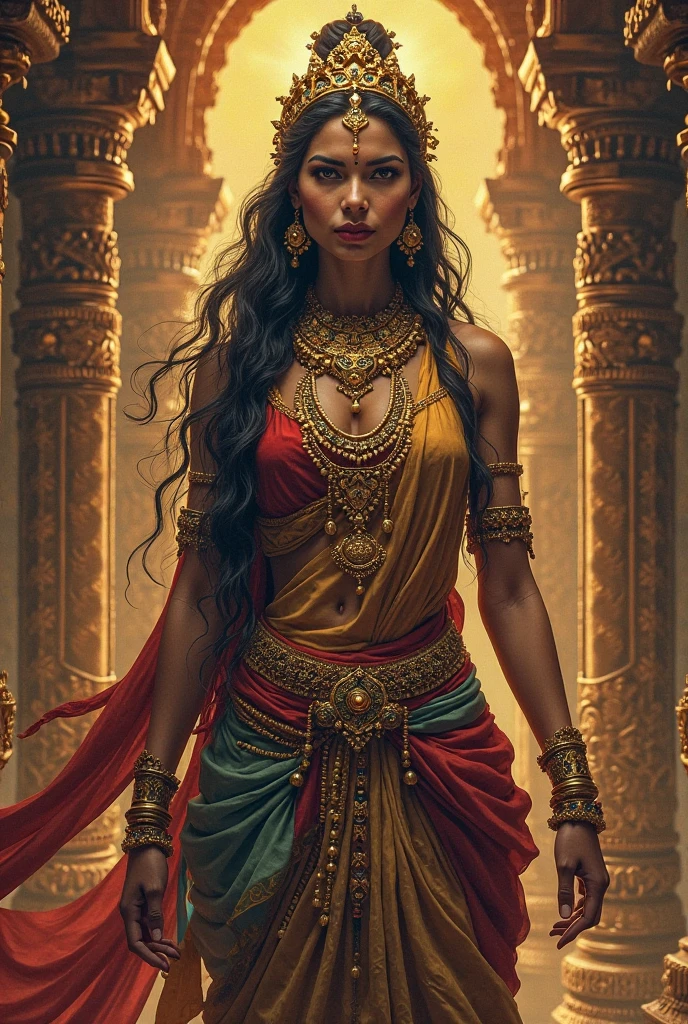 The goddess of justice with a Peruvian shirt 
