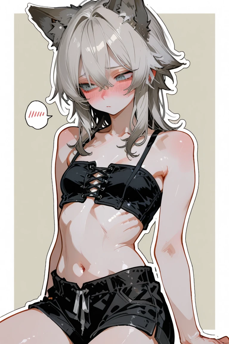 Gray-haired in underwear