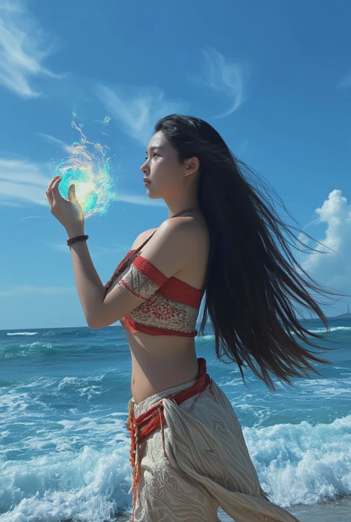 Anime girl floating in water in red tong, unreal engine rendered + A goddess, Asian Woman Water Elemental, vfx particle simulation, anime vfx, quality astral projection render, jellyfish shrine maiden 8k, epic 3 d yemaya, submerged temple dance scene, her body made of flames, jellyfish shrine maiden, stunning vfx, fluid simulation in houdini