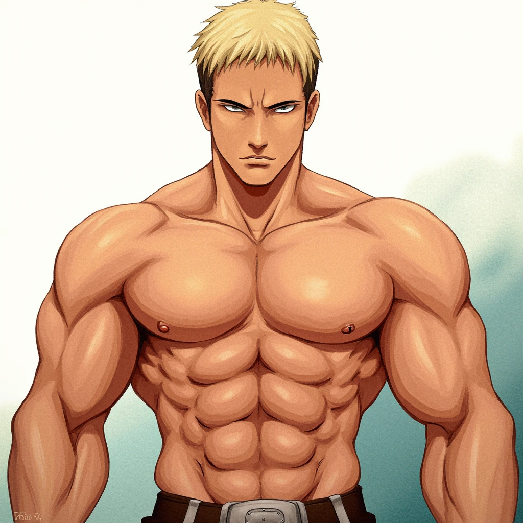 1 golden and black hair mix anime delinquent boy Powerful handsome man with fighting muscles