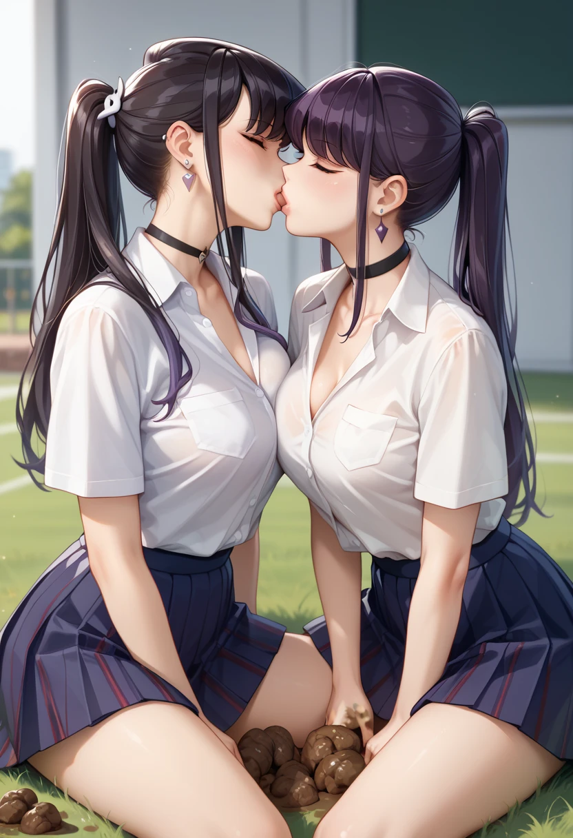 授業中にthe kissする2人の女性, Open your legs, More about Ultra HD, Open Shirt, toppless, Chest touches, in school uniform, 8K, Absul Dress, hight resolution, UltraHD, white loose socks socks, Blushing、masutepiece,best qualtiy,1girl in,the kiss_tonguetongue,blush,tongue、twogirls、lick together、Girls facing each other、抱き合いながらthe kiss、Colossal tits、black hair shorthair、fullnude、向かい合ってthe kiss、Hugging each other、Picture of two people、they are both blonde、Holding hands and facing each other、Photograph of two people facing each other、Push each other、Stick your boobs and boobs together、the kissしている、the kiss、抱き合いながらthe kissしている、二人はthe kissしている、the kiss