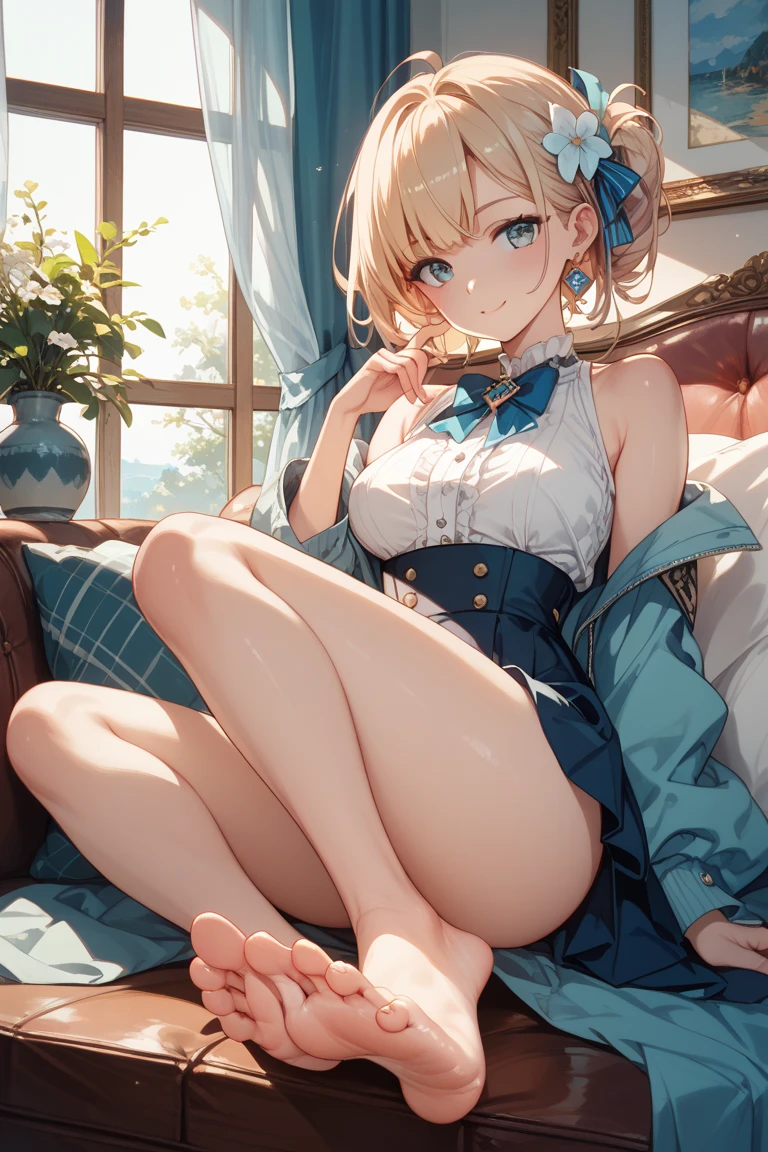 very cute and beautiful girl,(Very detailed美しい顔), (smile),blush,Black Hair,Seraphim,((Blonde、Short Hair)),(White Shirt、Pleated navy blue pread your legs、Squat)、Sitting、(From below)、(Lace panties), Country road, (Highest quality,masterpiece:1.0),Absurd,High resolution,Super detailed,Very detailed,32K,8k resolution, Intricate details,Movie Scenes,Detailed Background,alone,Dynamic Angle,