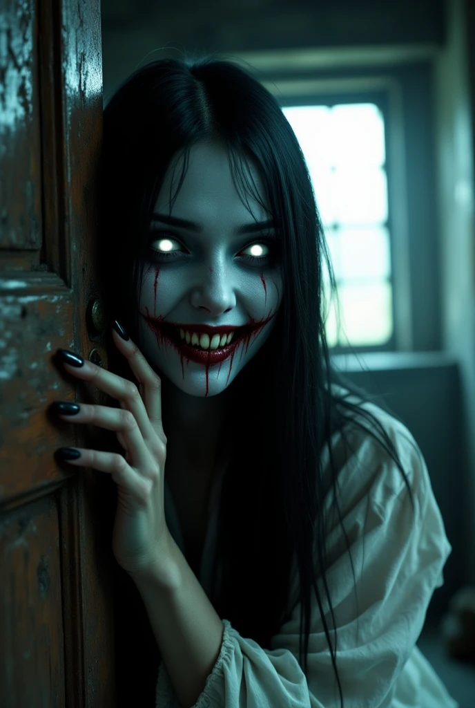 Create the creepypasta of smile dog version female