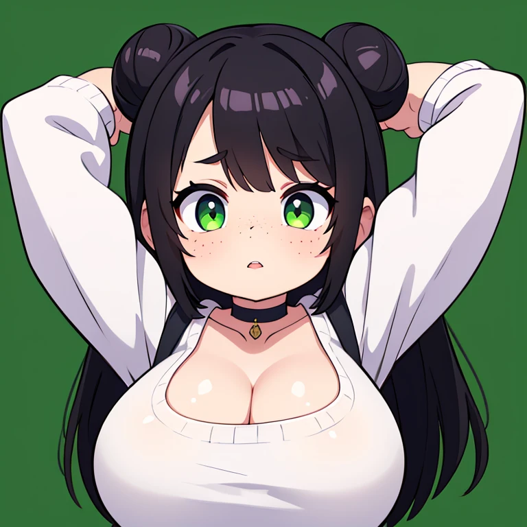 Highest quality, masterpiece, High resolution, 一人in, {Ushio_Fleet Collection:1.15}, length_hair, black_hair, Ahoge, brown_eye, blush, chest, Seraph, big_chest, One girl, green_Sailor_collar, Looking_in_Audience, Sailor_collar, School_uniform, green_skirt, cardigan, Simple_background, skirt, gray_background, hairband, pleined_skirt, white_hairband, hair_between_eye, upper_body
