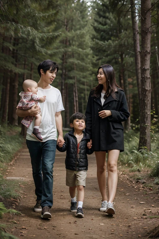 highest quality，masterpiece，超A high resolution，Perfect Anatomy,（Faithfulness：1.4），RAW Photos，smile，Children of short-haired boys，Woman with long hair and 2 year old boy with short hair，a woman and small boy, Mom and short-haired son,Gorgeous Mother And Smiley Boy,（Big tree々Parks with）(((Big treeの後ろに隠れている母)))、(hide and seek）Cowboy Shot,Cinema Lighting，Fashion model parents，Adorable，, (Browsing Caution:1.2)、(Black-haired baby looking for his mother)、(Long-haired mom and short-haired son)、（Mother in yellow jacket and son in blue jacket）