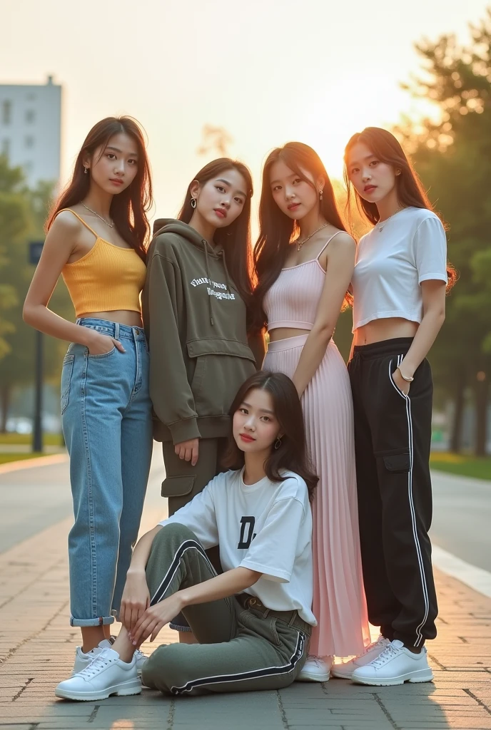 I'm taking photos for a new concept album. Create girl group concept photos with tiny and unique roller coasters