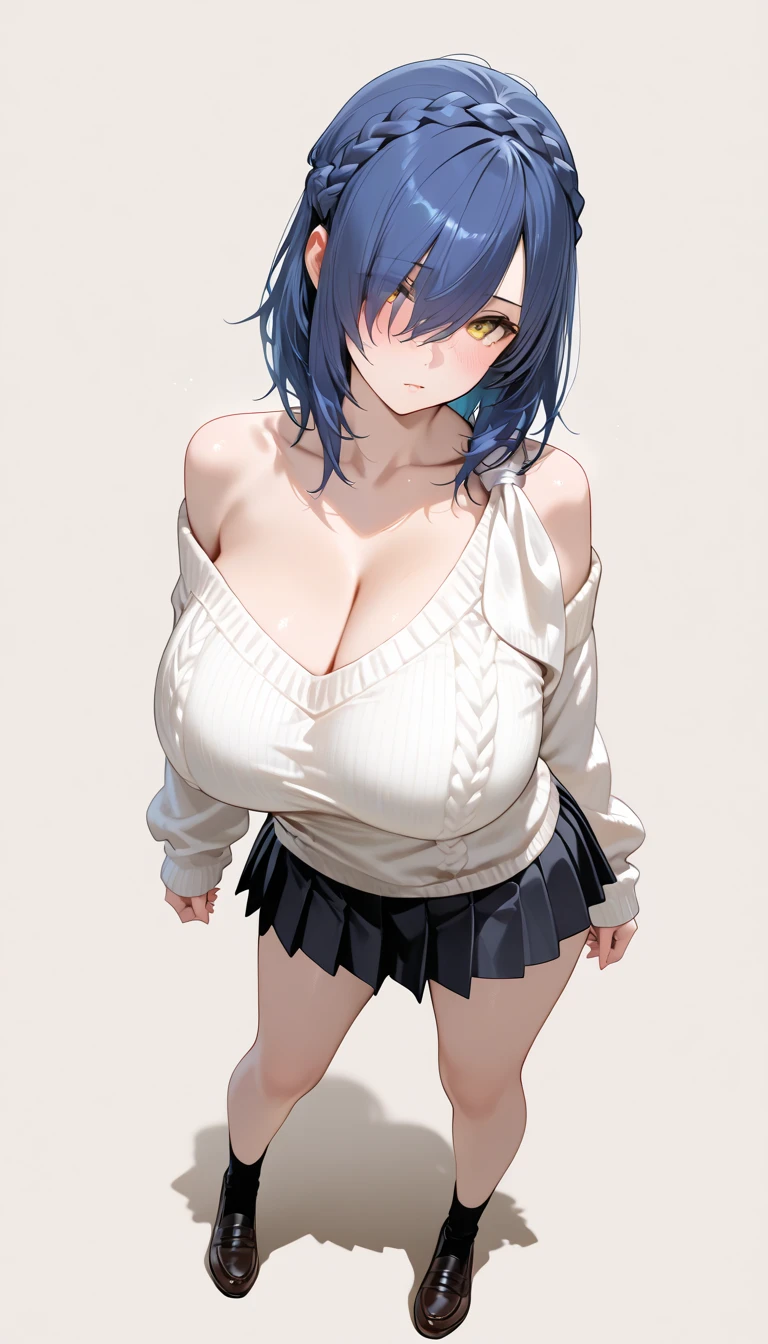 (best quality:1.2),1 Girl,Solitary,Ayanami Rei red eyes,short hair,Blue Hair,Bangs,Hair between the eyes,Bright colors,metallic feel,Detailed shadows,,High contrast,Clear focus,A strand of hair,Reflective surface,Fine details,high resolution,Studio Lighting,Red embellishment,Illuminate your surroundings,Extra large breasts,Open mouth drooling,Blushed