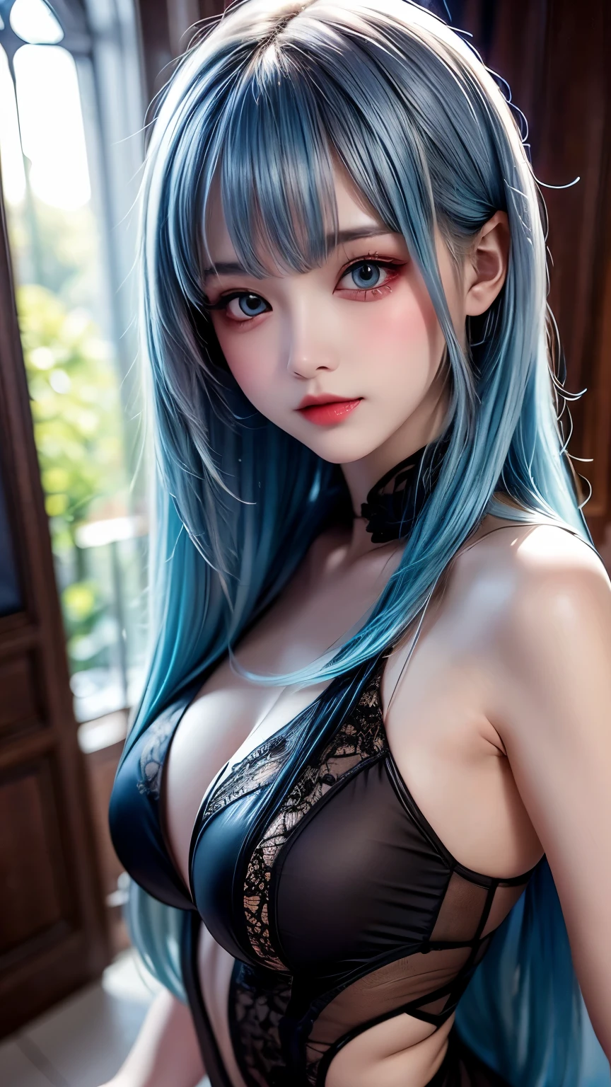 (Art by Cornflower),(Lens flare adds a nice touch), ((masterpiece)), A girl with beautiful deep eyes,light blue hair,dynamic streak,(fractal art:1.3),Bokeh,soft light,magical colors and atmosphere