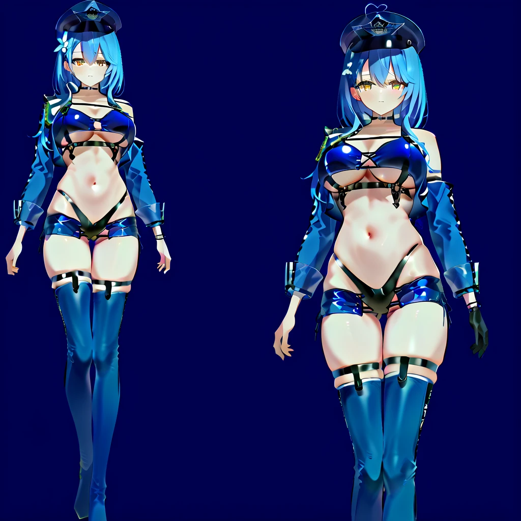 Close-up of a man with blue hair and a white shirt, Biomechanical OPPAI, pixiv 3dcg, trending on artstation pixiv, 8 k character details, azur lane style, Kushatt Krenz Key Art Women, 《azur lane》role, Character artwork, a variety of poses, Oppein Proportions, live2d virtual youtuber model