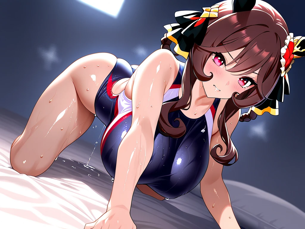 masterpiece, Highest quality, High resolution, Ichigoya, alone, Red neckerchief, , Extra Large ,pubic hair、Nipples、Areola、Thighs、Navy knee-high socks、High resolution、Legs wide open