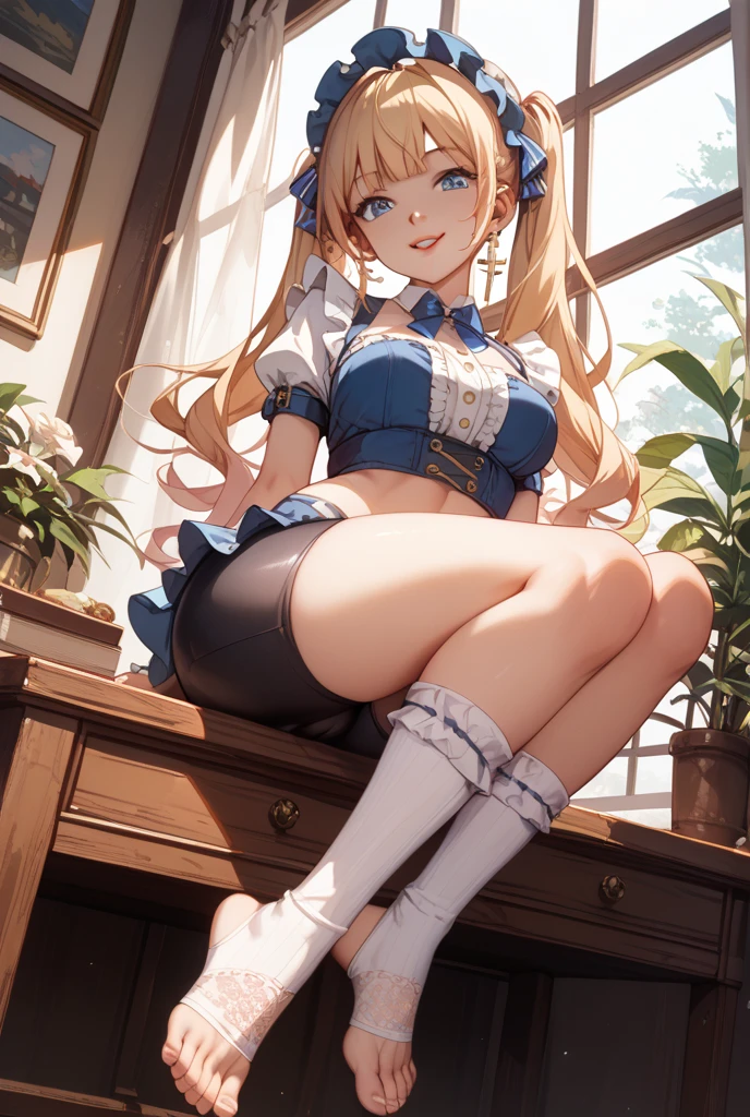((highest quality)), ((masterpiece)), (Miniskirt Santa Details), Perfect Face、Showing her panties on her knees、White panties:1.5、