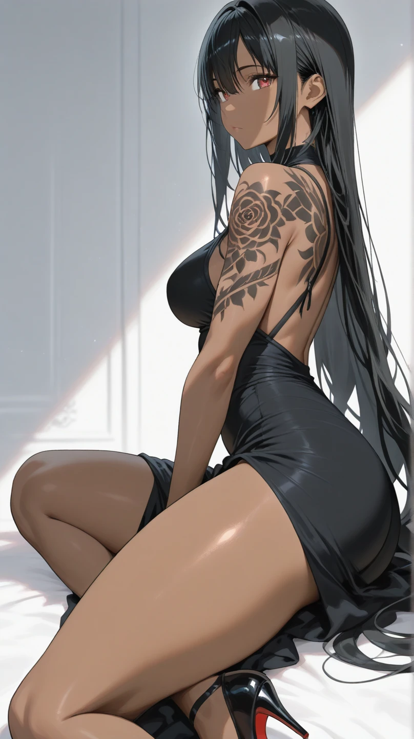 obra-prima, Ultra High Definition, maximum resolution, 8k, japonesa, With tattoos like the Yakuza mafia, identical face, jovem, (cabelo curto), sozinha, corpo inteiro, magra, quadris largos, bumbum grande, Rosto detalhado, Olhos muito detalhados, wear a micro bikini, studio illumination, sorriso malicioso, front view, ruas escuras de tokyo