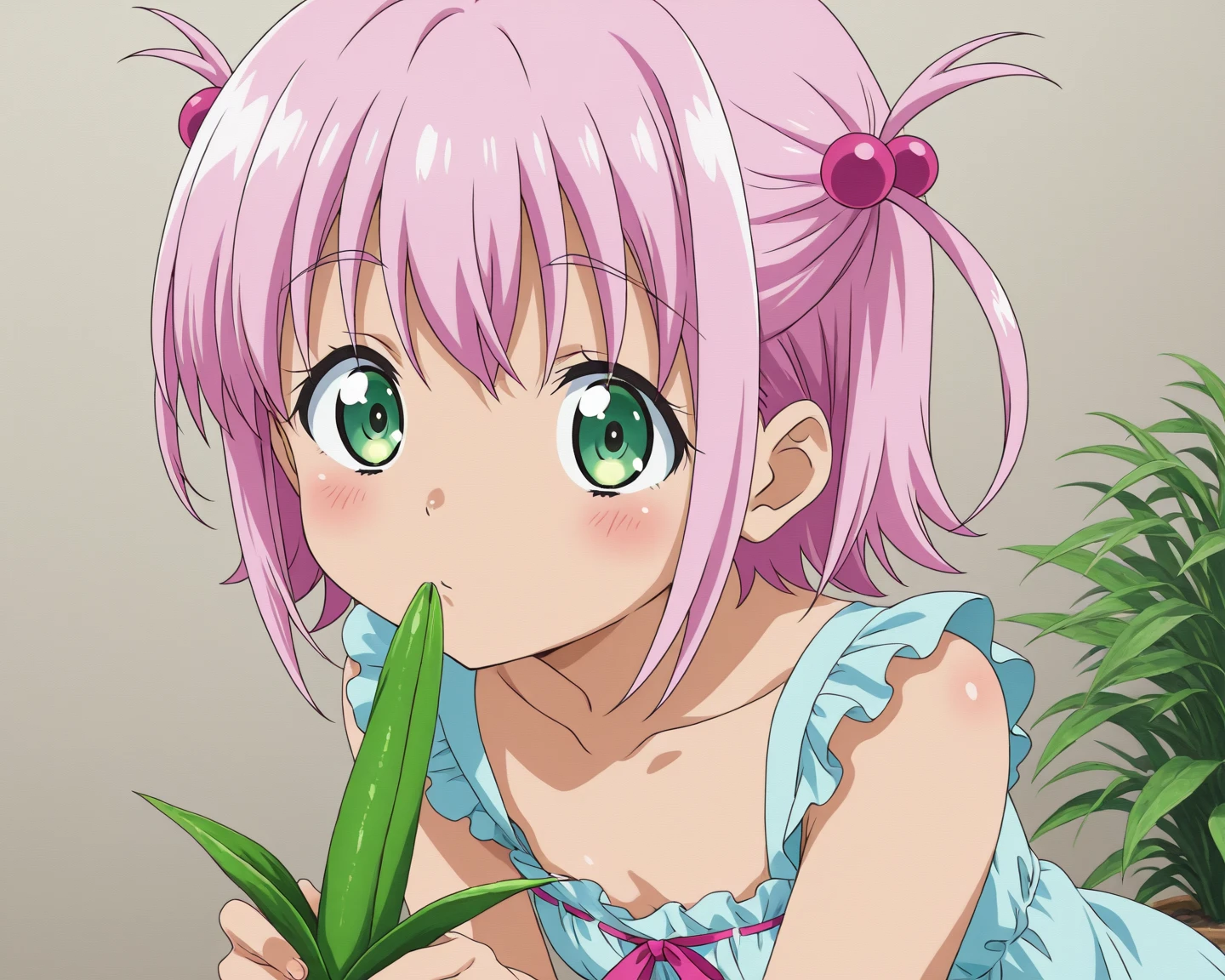 solo,cute anime girl planting rice, in the style of Tomari Mari,