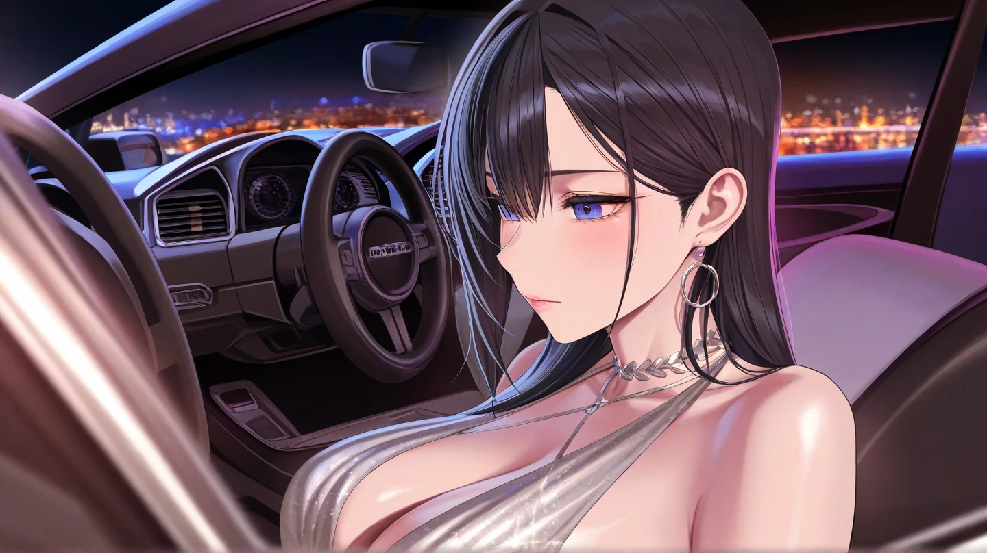 arafed woman sitting on a car door with a purse, seductive anime girls, digital anime illustration, Kushatt Krenz Key Art Women, Fine details. Girl Front, Official artwork, miura kentaro style, beautiful and seductive anime woman, eye-catching detailed art style, sits in her car, style of masamune shirow, Detailed digital anime art