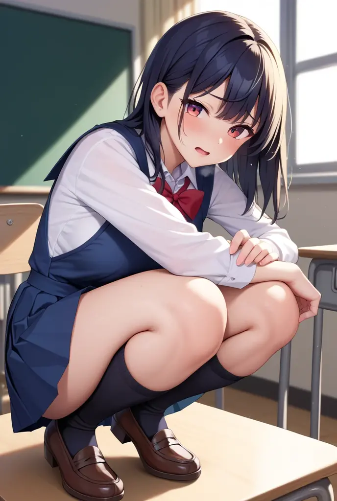 from the front,Pay attention to the panties,Quality underwear,No underwear,Flat Chest
,break,
Nico Yazawa, Flat Chest,Black Hair, (Red eyes:1.5), Twin tails, hair bow, bow, red bow,
,break,
Improve, shirt, Plaid, bow, blush, white shirt, hair ornaments, Manicure, Plaid skirt, bowtie, Pleated skirt, Cleavage
,break,
despise ,Disgusted face, Disgusted face,Unpleasantness,Frowning,distress,Frowning,rage,,{{{Scary:1.5}}},{{{Grit your teeth:1.1}}}, Looking down at the viewer, {{{Shadowed face}}}, masterpiece,Absurd, Beautifully detailed face
,break,
,Squat,Looking down at the viewer,Squatting,
((Tabletop,High resolution)), Tabletop, Highest quality, , Absurd, Perfect Skin, Detailed skin texture, Ultra-detailed, 8K, Intricate details, Beautifully detailed face,High resolution, One girl ,from the front.
indoor,locker room