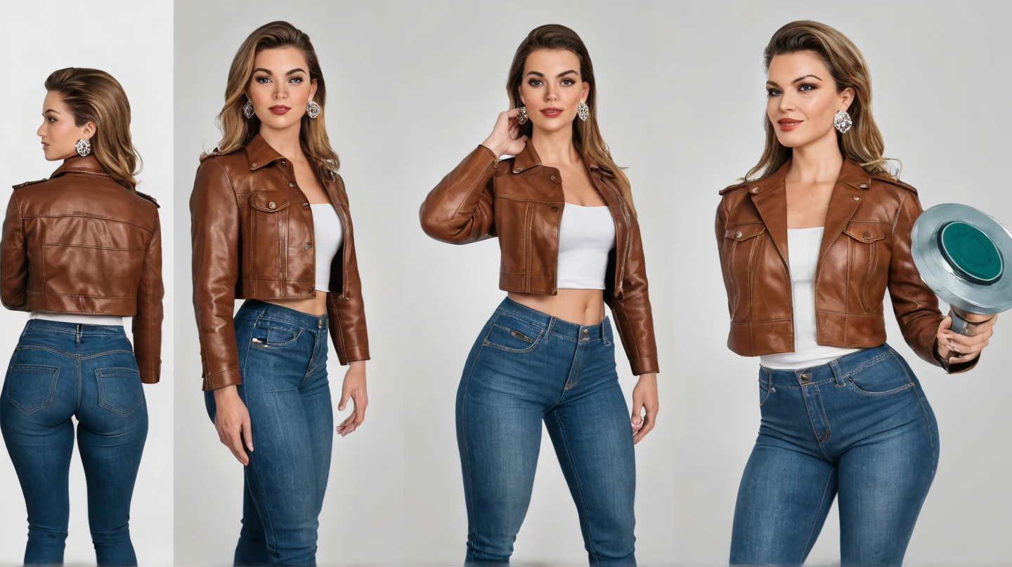 ((Sophia Loren)) in a black top and orange spandex leggings posing for a picture, leggins, looks like laura barriales, by Gabriel Ba, leather pants with a belt, maria borges, barbara hammer 4 k, bottom angle, rosalia, brown pants, breeches, blanca alvarez, eora, velma, bolero, tight outfit, lookbook