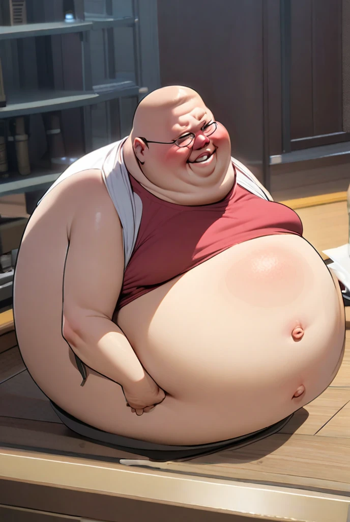 fat daddy, hot daddy, a smiling obese old man, chubby, big fat, detailed realistic portrait, 8k high resolution, topless, sumo physique, side view, perfect center, full view, realistic skin texture, wrinkled face, short hair, thick mustache, white hair, bearded, jovial expression, huge belly, fat, wearing shorts, high detail, masterpiece, (best quality,4k,8k,highres,masterpiece:1.2),ultra-detailed