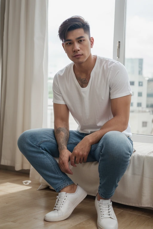 A mais alta qualidade, 8K, image high resolution, Detailed strokes, no meio de uma avenida movimentada estilo Times Square, inverno, apoiado em um dos postes, adolecente, lion men, wearing a tank top , masculo, chest a little tight in the shirt , (angulo de baixo), (angulo perto) , pernas definidas, defined arms, abdomen definido, com a camisa,