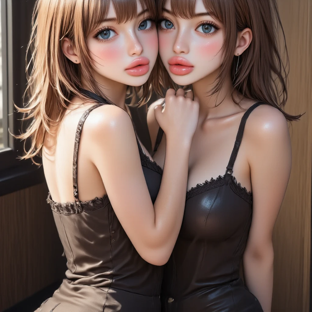 Three girls, six hands, up to five fingers in each hand. Kiss each other face to face. Grasp each other's breasts with your hands. Perfect Body, {{}}, {Perfect Body}, {Delicate Face}, {{Best Quality}}}, {{Super Detail}}, {{Masterpiece}}}, {{Best Quality}}}, {{Super Detail}}, {{Illustration}}, {Messy Hair}, {Messy Hair}}}}, Clear Facial Features, Clear Skin Features, Clear Areola, Lace, Black Lace, Ahgao, Realism, Realism, Neorealism, Octane Rendering, Corona Rendering, UE4, High Detail , Ultra High Quality, High Resolution, 8K Art Station Trend, HD, Hyper-Realism, Telephoto Lens, Chest Lens (MCU), First Person View, Film Lighting, -Imagination-