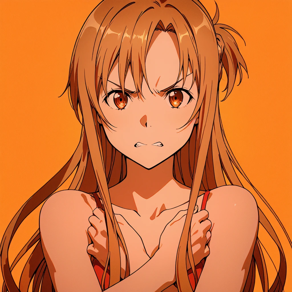 masterpiece, best quality, anime 1990s \(style\, naked, contempt look,cum split on face,pov, standing.