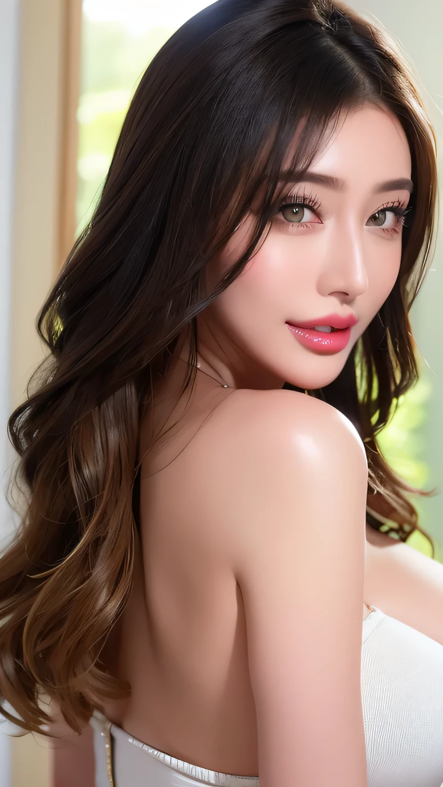 ((Best quality, 8k, Masterpiece :1.3)), Sharp focus :1.2, Perfect body beauty: 1.4, Slim abs: 1.2, ((Dark brown hair, Big breasts: 1.2)), (Natural light, City street: 1.1 ), highly detailed facial and skin textures, detailed eyes, double eyelids, (((Dynamic Angle)))