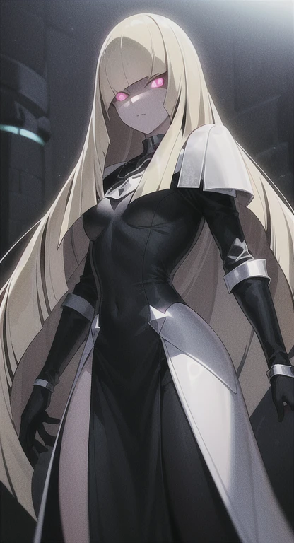 <lora:rancex_cg_V2:0.7>,(Cream Ganoblade),Black breastplate,long black dress,military boots,cape,full_shot,