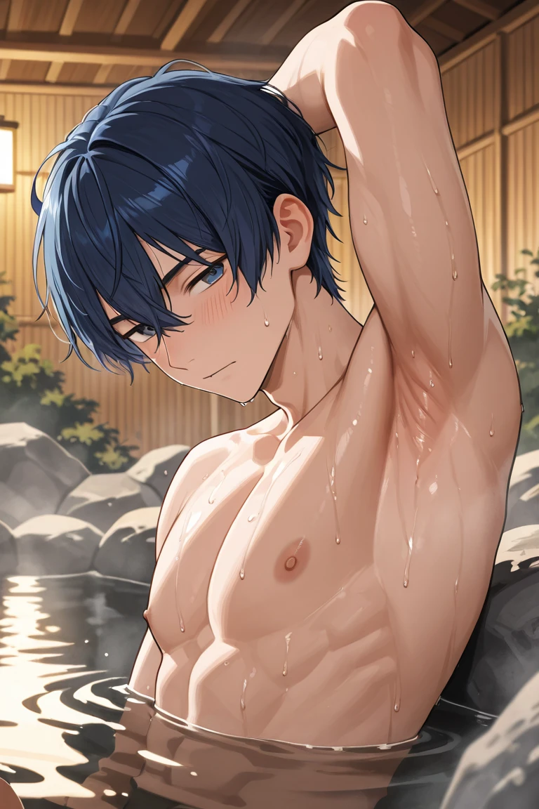 abs bishonen 18years-old 1(((guy))),NSFW,spread legs,(((wet))) ss size blue and white speedo,show off ass,wet,sweat,steam,blash,in heat,grab ass,aside speedo,blueeyes,masterpiece,from side back ,(((gay))),tan-skin,(thong tanline),oil,looking back