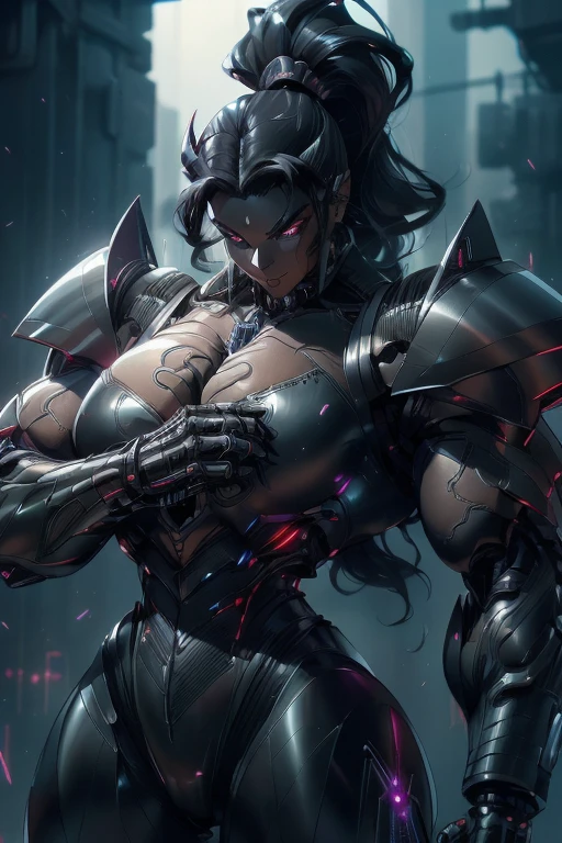 (draconic alien biomechanical succubus with carnage & witchblade physique:1.5), (megan fox as a muscular alien draconic biomechanical demonic woman with flayed skin, gigantic horns, & necrotic metallic muscle:1.5), (witchblade muscular anatomy:1.25), (perfect fingers:1.25), ((wide shoulders & upper body:1.25)), (very skinny legs:1), (huge muscular arms:1.25), (ten pack abs:1.25), (full body view:1.25), choker, detailed eyes, (looking at viewer), (smile:1.25), (blank dark background:1.25), in the art style of H.P. Giger, (beautiful girl face:1.25)