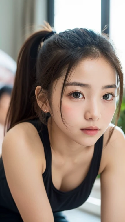 (Surreal)、(High resolution)、(8k)、 (Very detailed)、(super clear skin pores)、(highest quality、masterpiece:1.3)、Beautiful girl in a basketball uniform、On the basketball court，Play basketball，1 Female、Midsummer、（Chiayi：1.5）， Cleavage close-up， masterpiece， highest quality， RAW Photos， Realistically， face， Incredibly ridiculous resolution， Depth of written boundary， High resolution， Super detailed， Fine details， Very detailed， 非常に詳細な目とface， Sharp pupils， Realistic students， Get into sharp focus， Cinema Lighting