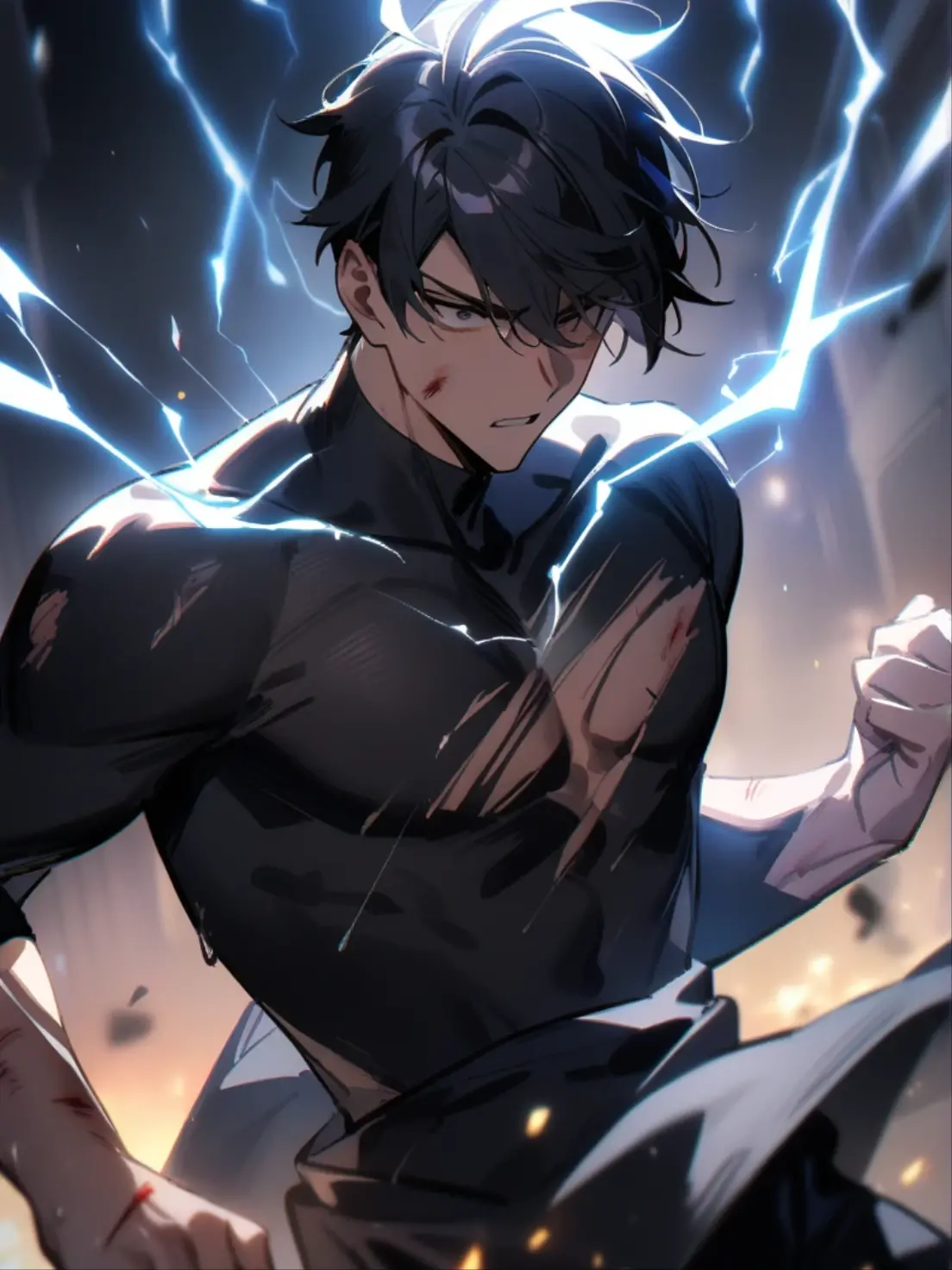1boy young, male focus, injury,
dragon ball dash and jujutsu kaisen,electricity,, masterpiece, best quality, very aesthetic, absurdres