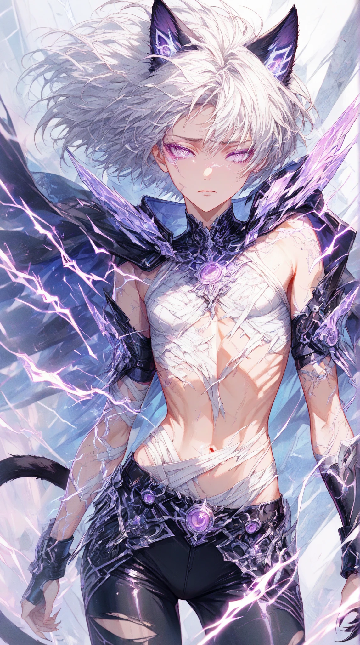 masterpiece, Highest quality, 1 boy, Colorful Short Hair, rainbow彩異色症, Black headphones, ancient clothing, Shorts, Aura Emission, rainbow, chaos, lightning, Shine, Dynamic illustrations, Delicate face, Delicate illustrations, Good move, Good fingers, Delicate hands, Delicate fingers, 8k, Subtle details,
