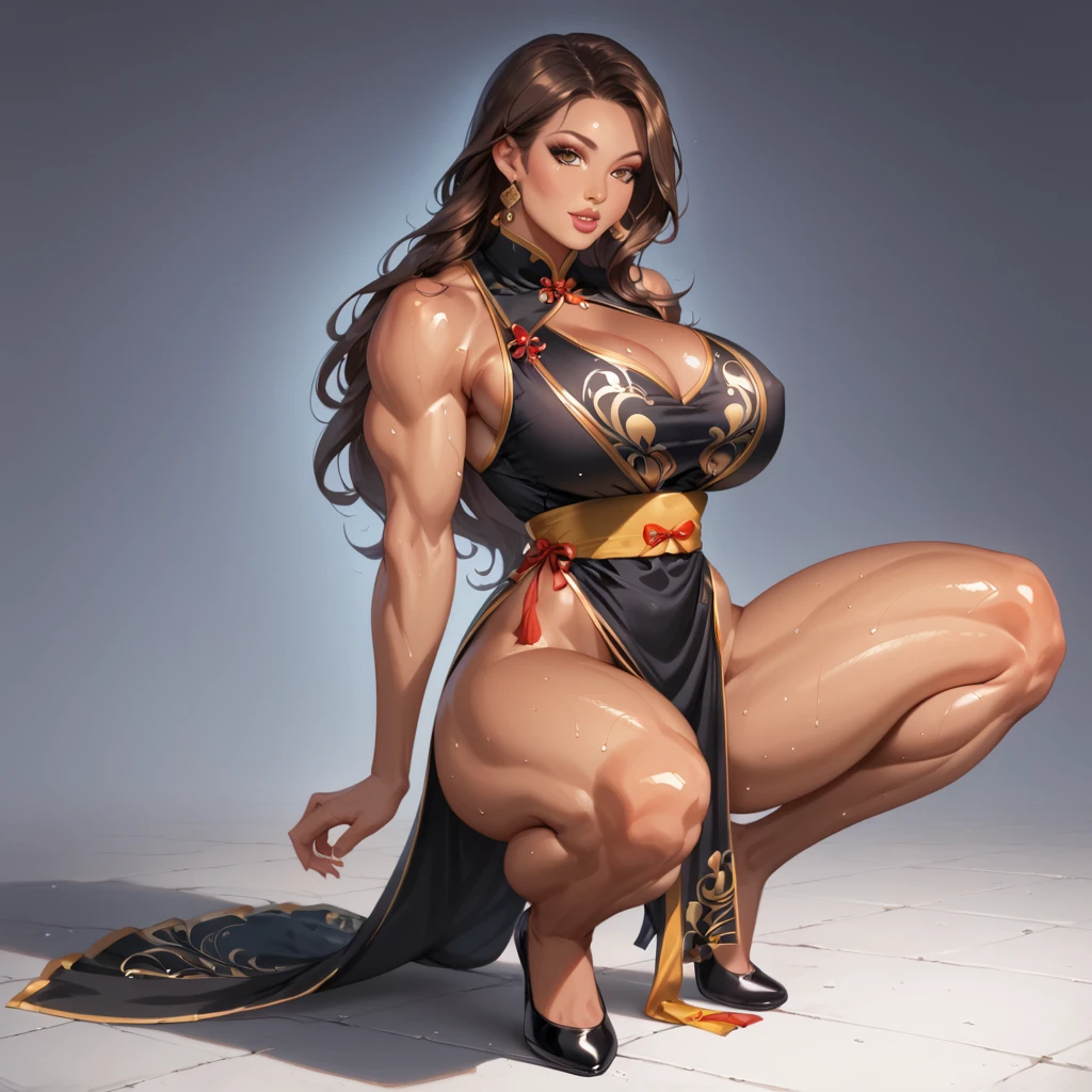 1girl, beautiful, perfect lighting, muscular, thighs, mature female, milf, navel, abs, looking at viewer (masterpiece, high quality:1.1) ,shiny skin