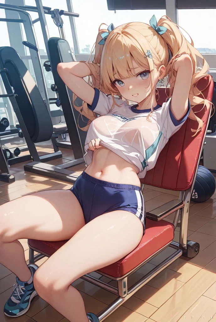 top-quality、lighting like a movie、 1 girl、school classrooms、 embarrassed from、 Wearing sweat、Children's Panties、Girls' Panties、small tits、tiny body、Tanned body、Black skin、Sportsbra、sit a chair、(Photo 1 seen from above:1)、
