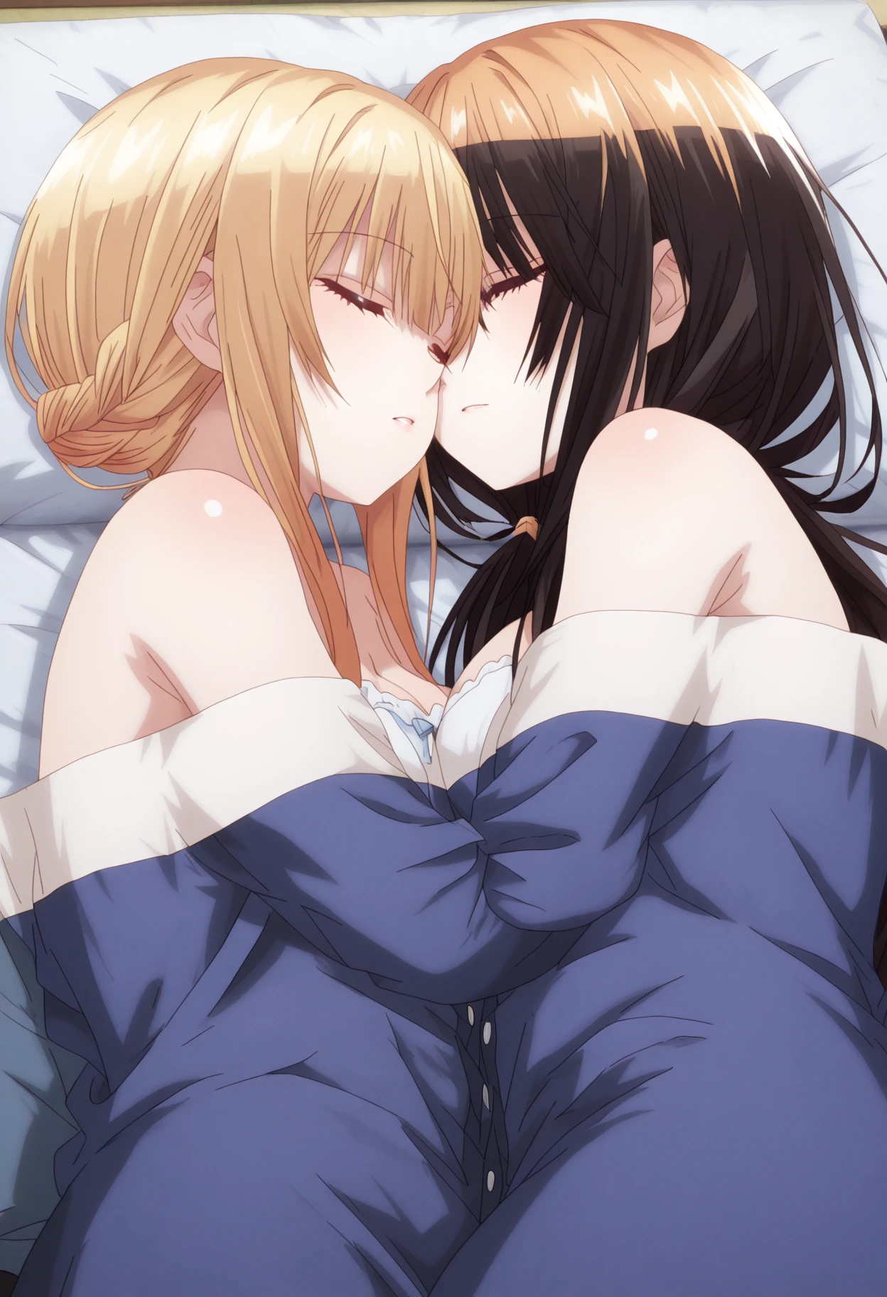 Two Women,Alpha ,Long blonde,gamma,Long Black Hair ((naked))), Big Breasts, Erect nipples, BIG ASS, kiss, (adult)
((White liquid dripping from the crotch)),Love Hotel,My crotch is wet,Lying in bed(masterpiece:1.2), High resolution, Highest quality, 8k,