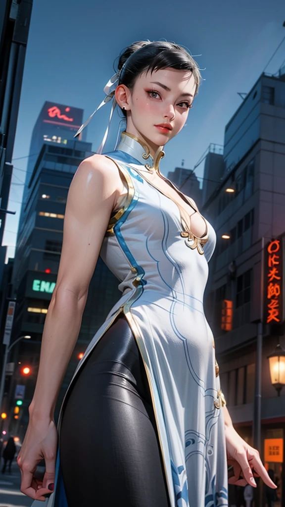 (masterpiece, best quality:1.4), (on the street), (standing:1.5), (full body), (from front), (1girl), solo, (european youth:1), 1girl, manon, sf6, off shoulder, white dougi, martial arts belt, halterneck, hip vent, bodysuit, (light pink hair), hyperrealistic, high detailed skin, dslr, soft lighting, high quality, highly detailed skin, skin pores, subsurface scattering, medium breast, full face blush, highly detailed face, full lips, detailed background, depth of field, volumetric lighting, sharp focus, absurdres, realistic proportions, good anatomy, (realistic, hyperrealistic:1.4), 16k hdr,